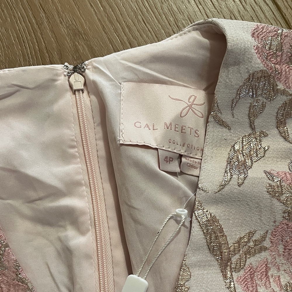Lipsy Pink and Cream Floral Jacquard Fit & Flare Dress - Picture 4 of 6